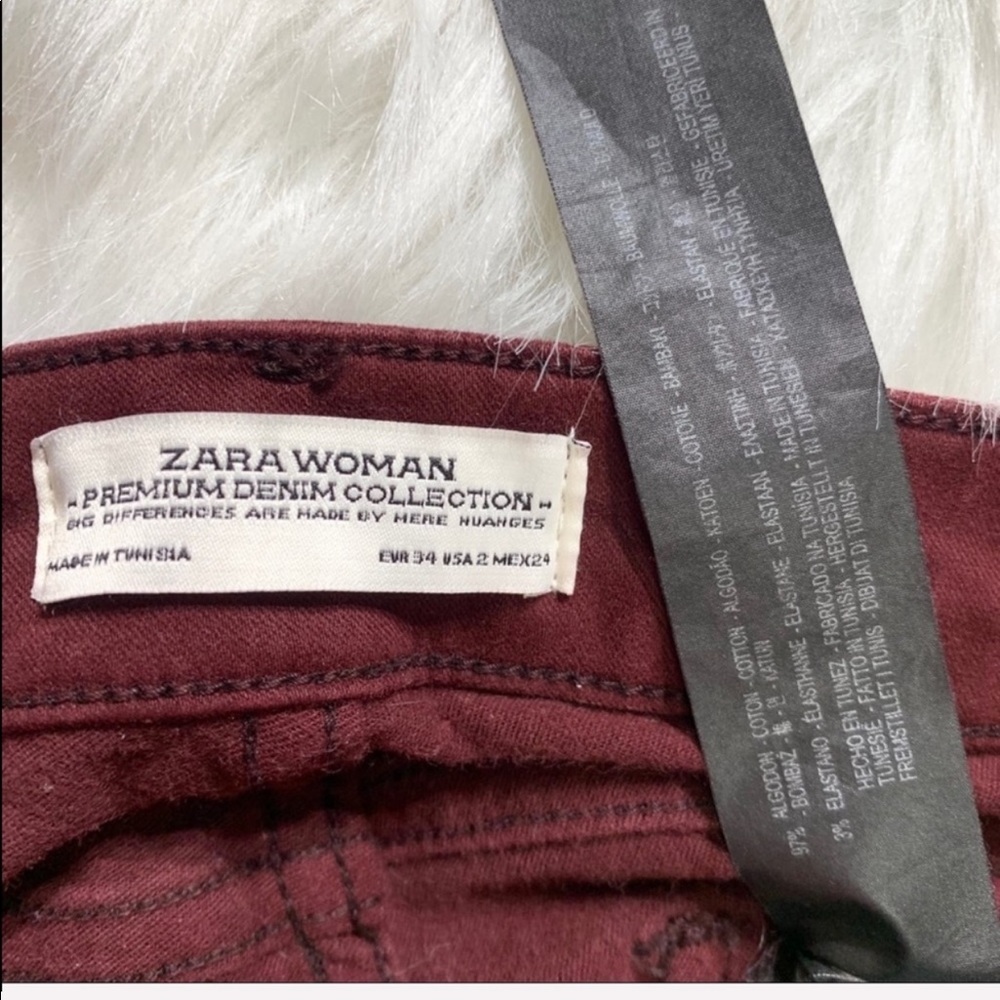 2/$20🌸 Zara Zipper Ankle Burgundy Skinny Jeans - Picture 6 of 8